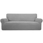 Easy-Going Stretch Sofa Slipcover Couch Sofa Cover Furniture Protector Soft with Elastic Bottom for Pets Kids Children Dog Spandex Jacquard Fabric Small Checks (Large, Light Gray)