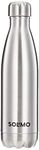 Amazon Brand - Solimo Stainless Steel Insulated 24 Hours Hot and Cold Bottle, 500 ml, Silver