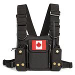 Radio Shoulder Holster Chest Harness Holder Vest Rig for Two Way Radio Chest Front Pack Pouch Walkie Talkie Case with Front Pouches for Kenwood Arcshell Retevis Baofeng UV-5R F8HP UV-82 888S (Black)