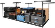 FLEXIMOUNTS 4x8 Overhead Garage Storage Rack, Adjustable Organization System, Heavy-Duty Metal Ceiling Racks, 750lbs Weight Capacity, Hammertone, Classic Series