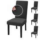 ZNSAYOTX Dining Chair Covers Stretch Fit Parson Chair Seat Slipcover 4 PCS, Newest Striped Chair Protector Cover Removable Washable for Dining Room Kitchen Banquet Wedding Party (4 Pack, Black)