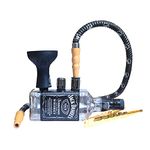 Smoke Station Smokey Jack 800 Gram Hookah Shisha Pot (Clear) 11 inch Glass Hookah With Hose, Silicon chillum & Tong
