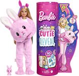 Barbie Doll, Cutie Reveal Bunny Plush Costume Doll with 10 Surprises, Mini Pet, Color Change and Accessories, HHG19