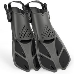 Travel Snorkel Fins, Short Adjustable Swim Flippers for Adults & Kids, Open Heel Design for Snorkeling, Diving & Swimming