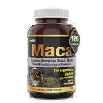 Herba Organic Black Maca Capsules - 500mg, 180 Capsules | Peruvian Black Maca for Men and Women | Provides Antioxidants | Black Maca Root Capsules