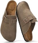 Project Cloud Mens Clogs - Full Grain Genuine Leather Memory Foam Slippers for Men Arch Support Mens Slippers - Non Slip Clogs for Men Cork Footbed - Men's Mules & Clogs (Brooklyn, TAUPSUEDE, 13)