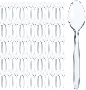300 Clear Plastic Spoons | Heavy Duty Plastic Silverware Spoons | Fancy Plastic Cutlery | Elegant Disposable Spoons Pack | Bulk Disposable Flatware | Plastic Utensils Set | Nice Disposable Silverware