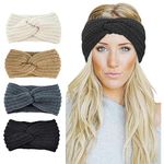 Womens Winter Knitted Headband - Soft Crochet Bow Twist Hair Band Turban Headwrap Hat Cap Ear Warmer