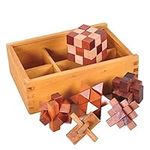 Gracelaza 6pcs Wooden Blocks Brain Teaser Puzzles Set 3D Interlocking Wood Jigsaw Games - Ideal Mind Toys and Gift for Kids and Teens