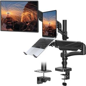 MOUNTUP Monitor and Laptop Mount Holds 4.4-19.8lbs, up to 32 inch Monitor Arm Desk Mount and fits 13-17 inch Laptop Arm Mount for Desk with Gas Spring Arm with VESA 75x75/100x100 MU4010