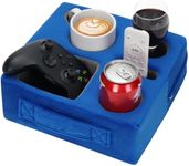 STBoo Couch Cup Holder Pillow - Sofa Drink Cup Holder Cozy Buddy | Bed Caddy Organizer Holds Remote, Snacks, Phones | Waterproof Anti-Spill Sofa Beverage Tray for Car, Pack, Beach, RV, Boat (Blue)