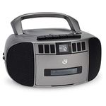 GPX BCA209S Portable Am/FM Boombox with CD and Cassette Player, Silver /Gray