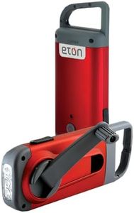 Eton Crank-Powered Clipray Flashlight & Smartphone Charger, Hand Crank Emergency Power, Portable LED Light with Carabiner Clip, Cherry Red
