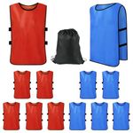 12 Pack Scrimmage Training Vests Adults Youths Kids, Team Practice Jersey with Carry Bag, Sports Pinnies for Soccer Basketball Football Volleyball Hockey