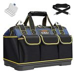 AIRAJ 18 Inch Waterproof Tool Bag with 14 Oxford Cloth Pockets/Heavy Zip/Adjustable Shoulder Strap/Wear-Resistant Rubber Electrician's Bag 45 x 25 x 29 cm