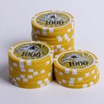 13.5 Gram Plastic Numbered Casino Single Poker Chip Roll (1000)