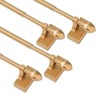 Magnetic Curtain Rods for Metal Doors，No tools required,Multi-Use Adjustable Appliance for Windows Iron Steel Places，09-16 Inch，4 Pack,Gold