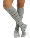 COMRAD | Premium and Stylish Compression Socks for Multipurpose Wear (Gray/Charcoal Stripe, Large)