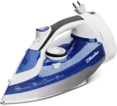 Mueller Professional Grade Steam Iron, Retractable Cord for Easy Storage, Shot of Steam/Vertical Shot, 8 Ft Cord, 3 Way Auto Shut Off, Self Clean, Blue