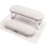 Beloving Arm Rest for Nails Tech, Foldable PU Leather Nail Arm Rest for Hand Holder, Hand Rest Cushion Pillow with Nail Art Table Mat for Manicure, Nail Accessories Tool for Salon Home Use, Light Grey