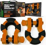 Rhino USA Super D Ring Shackles (2-Pack) - 70,548lb Break Strength – Heavy Duty 3/4" Clevis Shackle with 7/8 Pin for Towing & Off-Road Use - Pairs with Tow Strap for Vehicle Recovery (Orange)