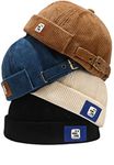 Faringoto Watch Cap Work Beanie Corduroy Hat Docker Cap Brimless Hats for Men