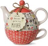 Pavilion Gift Company 74068 Bloom Mother Ceramic Tea for One, 15 oz, Multicolor