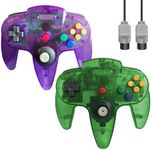 ZeroStory Classic N64 Controller, Wired N64 Controller Upgraded Joystick for N64 Video Game Console (Transparent Green and Transparent Purple)