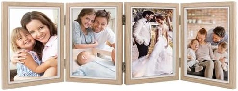 Getyjoe Marcos de Fotos Multiples 13x18cm para 4 Fotos Marco de Madera Marco de Fotos Plegable para la Boda de la Familia de Fotos de Pared Decoración de Escritorio（Negro）
