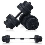 GYMAX 2 in 1 Adjustable Dumbbell Set, 66lbs Maximum Non-slip Free Weight Dumbbell Barbell Set of 2, Home Gym Strength Training Exercise Equipment, Fitness Lifting Barbell