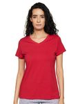 Van Heusen Women V-Neck Lounge T-Shirt - Short Sleeve, Reflective Trim_55412_Cherry Red_M