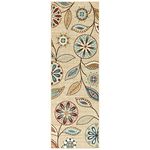 Maples Rugs Reggie Floral Runner Rug Non Slip Hallway Entry Carpet [Made in USA], 2 x 6, Beige