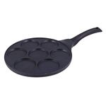 Wonderchef Inducta Multi Pan with 7 cavities | Healthy Non-stick | PFOA Free | Die-cast Body | Gas & Induction Friendly | Ideal For mini uttapams, round mini omelets, pancakes, perfect round shapes eggs, chillas, set dosas | 270 ml | 3mm Thick | 2 Year Warranty | Black