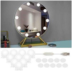 SPORWAY Luces para Espejo Maquillaje, Lámparas Para el Espejo LED Estilo Hollywood con 10 Bombillas Regulables, 3 Modos de Color y 10 Brillo Luz Espejo Carga USB para Maquillaje Tocador Espejo Baño