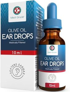 Medi Grade Olive Oil Ear Drops for Wax Removal and Blocked Ears, 10ml - 100% Natural Ear Wax Removal Drops with Pipette Dropper Softens and Removes Hardened Earwax Buildup - Advanced Ear Wax Drops