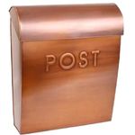 NACH Sylvia Modern Mailbox, Euro Post Wall Mount Mailboxes for Outside, Rust Resilient Galvanized Steel Mailbox, Antique Copper, 15 x 12 x 5.25 Inches, UH-1001AC