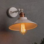 Homesake®Edison White Cone Shade Wall Lamp, Antique Copper Vintage Industrial Loft, E27 Holder, Decorative, Swing Wall Light