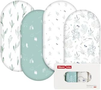 Gllquen Baby Bassinet Sheets 4 Pack, Breathable Cozy Fitted Mattress Sheet, Elastic Travel Crib Fashionable Pattern, Standard Cradle Safe Sheets for Baby Boys Girls 32"x16"(Forest Deer)