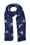 World of Shawls Girls Lady Women Colorful Long Cute Robin Bird Print Scarf Wraps Shawl Soft Scarves Maxi (Blue)