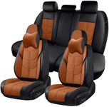 BWTJF Car Seat Covers Full Set, Front and Rear Seat Covers for Cars, Leatherette Auto Seat Protectors with Head Pillow, Car Seat Cushions Fit for Most Sedans SUV Pick-up Truck, Black and Brown