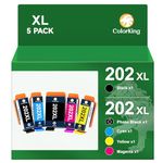 ColorKing 202XL Ink Cartridges Replacement for Epson 202XL Ink Cartridges Multipack Compatible for Epson Expression Premium XP-6100 XP-6105 XP-6000 XP6005 XP-6001 Printer (5 PACK)