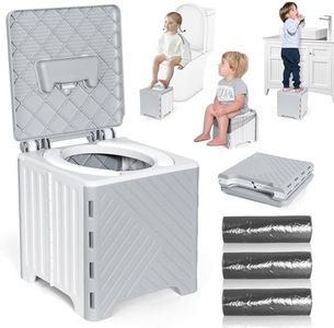 Orzbow Portable Potty Training Toilet, Travel Potty Seat for Toddler Boys Girls, Toilet Training Essentials, Foldable, Includes Free Travel Bag and Disposable Liners, Toddler Travel Essentials, Grey