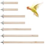 Attuslla 7 PCS Natural Wood Bird Perch Stand, 5 Size Bird Parrot Perch Stand Set, Wooden Parrot Perch Stand for Parrotlets Cockatiels Budgies Parakeets