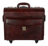 C COMFORT Leather 37 liters Pilot Trolley Bag (Brown)