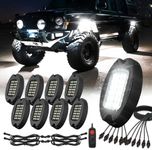 8 Pods White LED Side Marker Lights, Aluminum Housing Waterproof Shockproof Fender Lights, LED Clearance Lights for Truck Pickup Car Bus Van RV ATV UTV, 12V Trailer Lighting Kit Surface & Under Mount