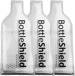 Reusable Wine Protector Travel Bag by Bottle Shield (3-pack) - Unbreakable Bottle Shipping Sleeve, Leak Proof & Double Layer Bottle Bubble Cusion Wrap Sleeve | Wine Travel Bags for Suitcase Luggage