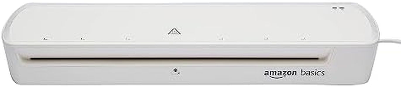 Amazon Basics Plastifieuse thermique, format A3, 20 pochettes de plastification incluses, Blanc, Unie