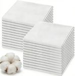 Goaste 24 Pack White Cotton Handkerchiefs, 16 Inch Soft Pure Cotton Hankies for Men, Classic Pocket Square Towel with Hem for Suit, Gifting, Weddings, Tea Party, Father's Day