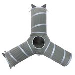 Kitty City Pop Open 3-Way Tunnel, Collapsible Cat Play Toy - Tube Fun for Cat and Kittens,Gray