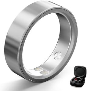 Bryzova Smart Ring | No Subscription, Heart Rate & Blood Oxygen Monitoring, Sleep & Women’s Health Tracking, AI Health Advisor, IP68 Waterproof Fitness Ring for Android & iOS (Silver, 8#)